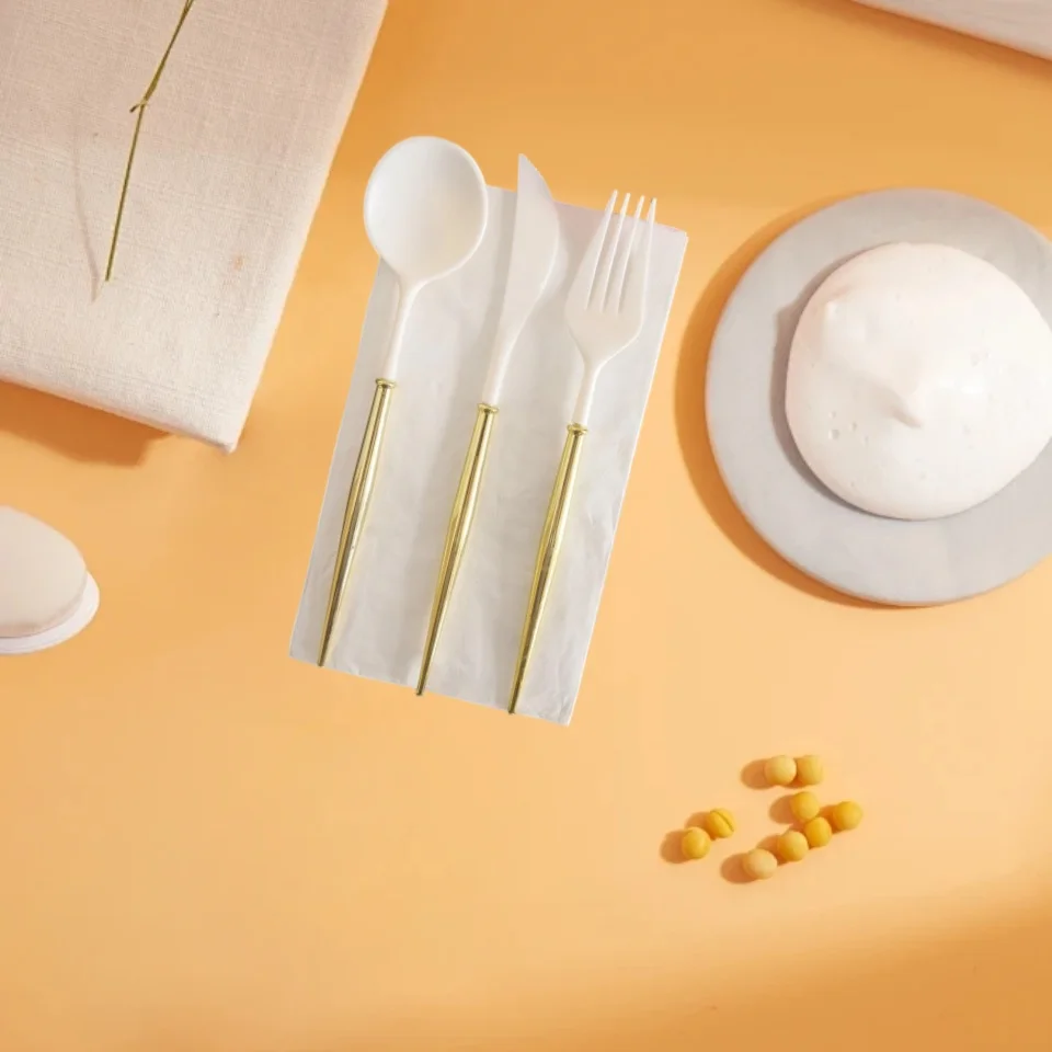 20cm 7.87inch Decorative Serving Cutlery Factory Wholesales Plastic Disposable  Knife Fork Spoon For Parties Afternoon Tea