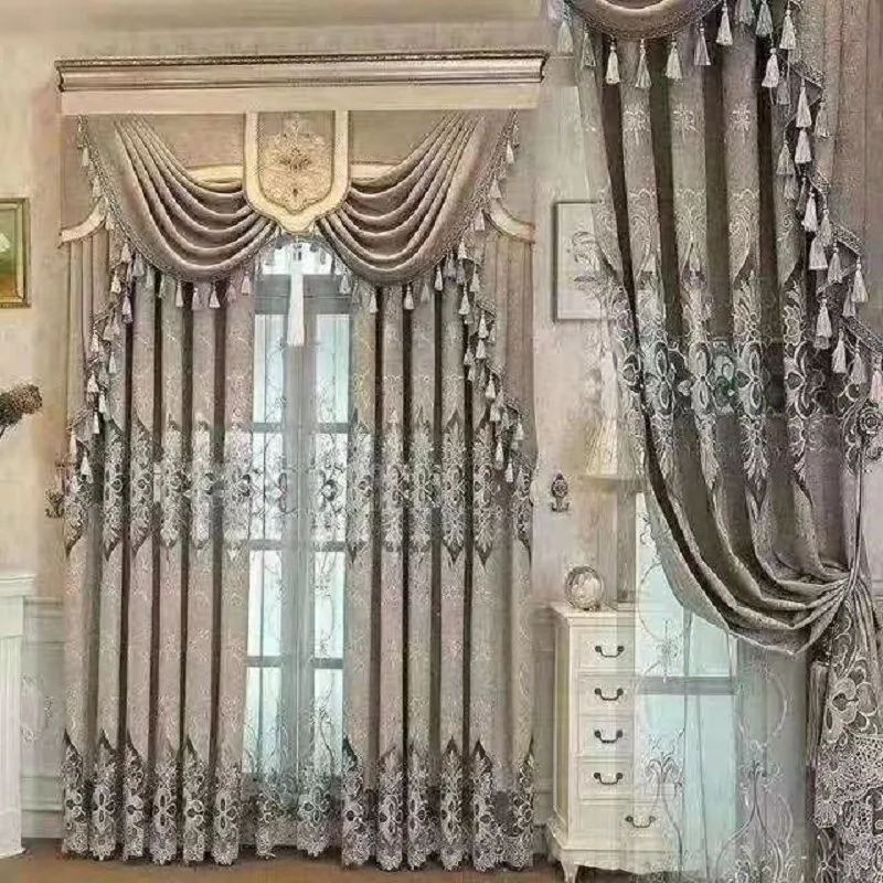wholesale ready made Luxury Ethiopian Traditional Blackout window Curtain Fabric Embroidery Living Room