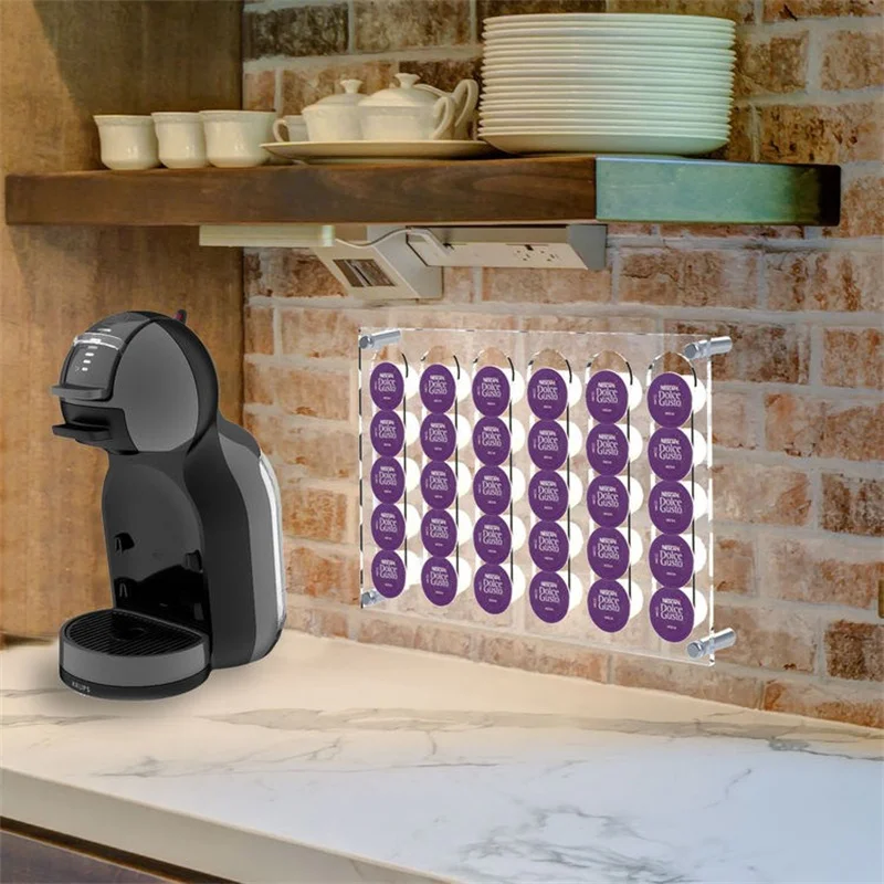 YAGELI custom clear acrylic coffee pod capsule display holder for countertop wall mount style