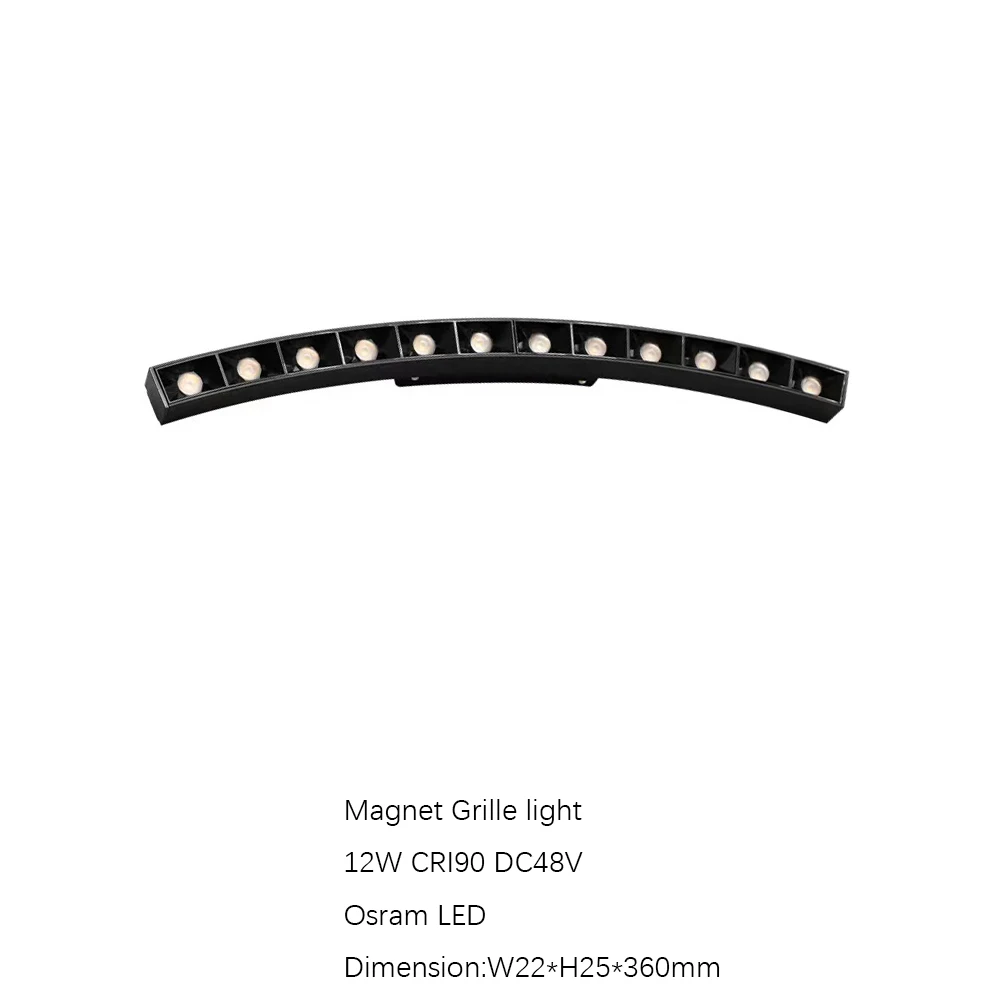 Aluminum Slim Track Surface mounted Recessed 48V Magnet 7w 10w 18w 20w Bent Rail Light Track Light