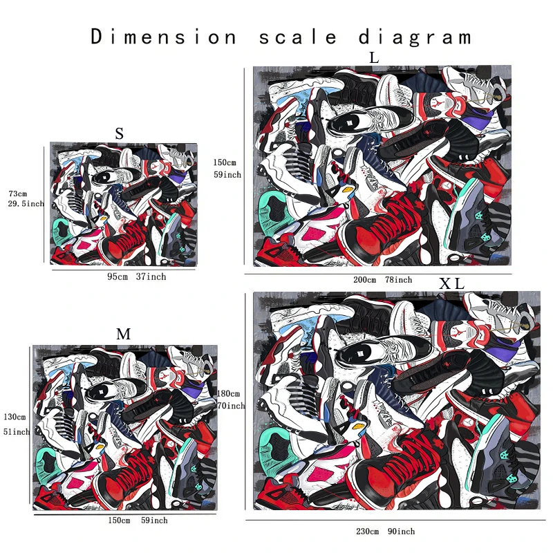 Basketball Shoes Print Tapestry, Peach Skin Velvet Wall Hanging Tapestry, Room Decor Aesthetic for Living Room Bedroom Dorm Room