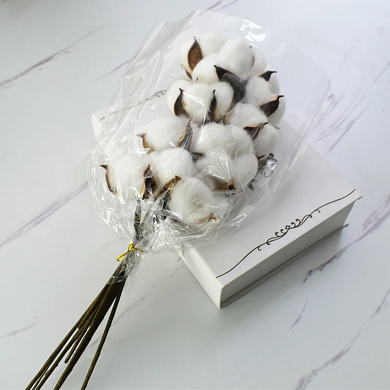New Designs 10 branches Natural Arrangement Artificial Dried Flowers Decorative Cotton Flower Dried Cotton Flower Head