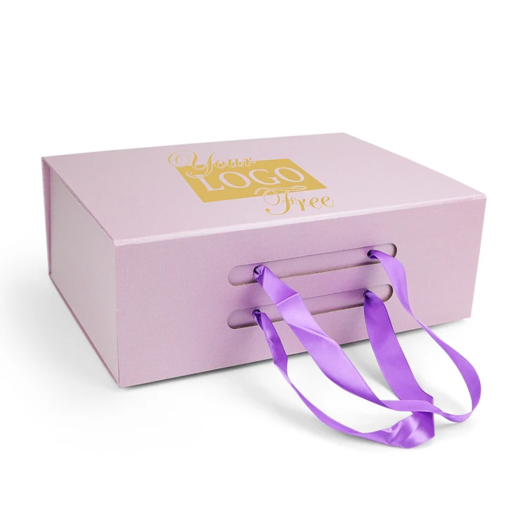 Custom Logo Gold Stamping Luxury Rigid Cardboard Packaging Paper Wig Large Gift Boxes With Changeable Ribbon Folding Carton Bag