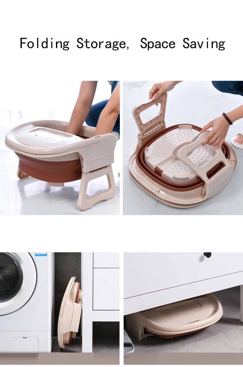 
Foldable Footbath Plain Foaming Massage Bucket Foot Soaking Bucket Household Plastic Sauna Bathtub Pedicure Bath Water Bucket 