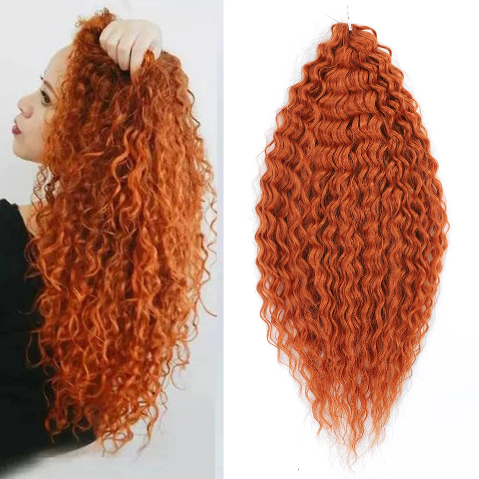 Orange Crochet Hair Afro African Curls Synthetic Braiding Hair Deep Curly Colored Long Soft Natural Wave