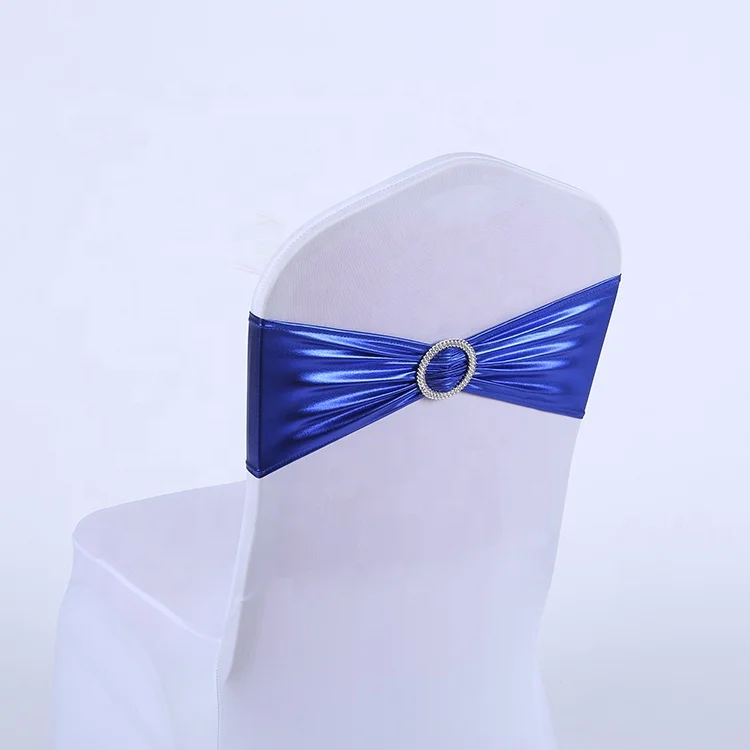 
hot sale shiny elastic silver rose gold metallc gold spandex chair sash for wedding party banquet 
