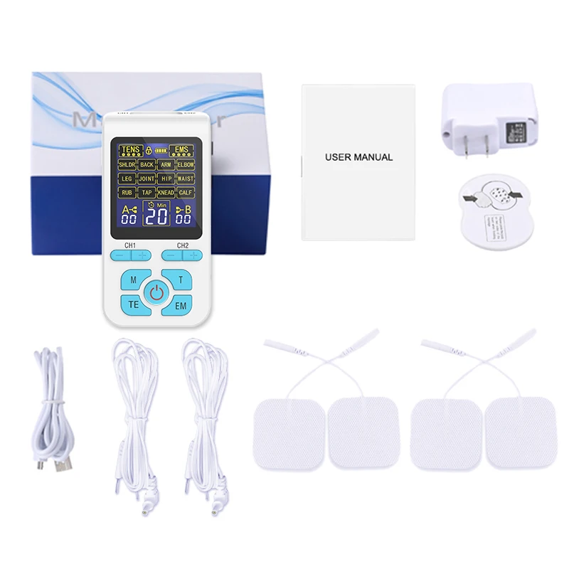 Two Channels Electric Muscle Stimulator Tens Machine for Relieve Pain