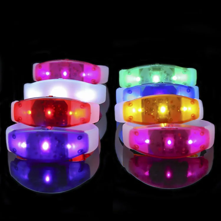 Factory Light Wristbands for Events Sound Activated LED Bracelet Purple LED Flashing Remote Controlled Bracelet Rechargeable