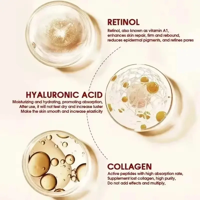 Skincare Hyaluronic Acid Retinol Anti Aging Day Cream Rejuvenating Hydrating Face Moisturizer Reduces Wrinkles & Fine Lines