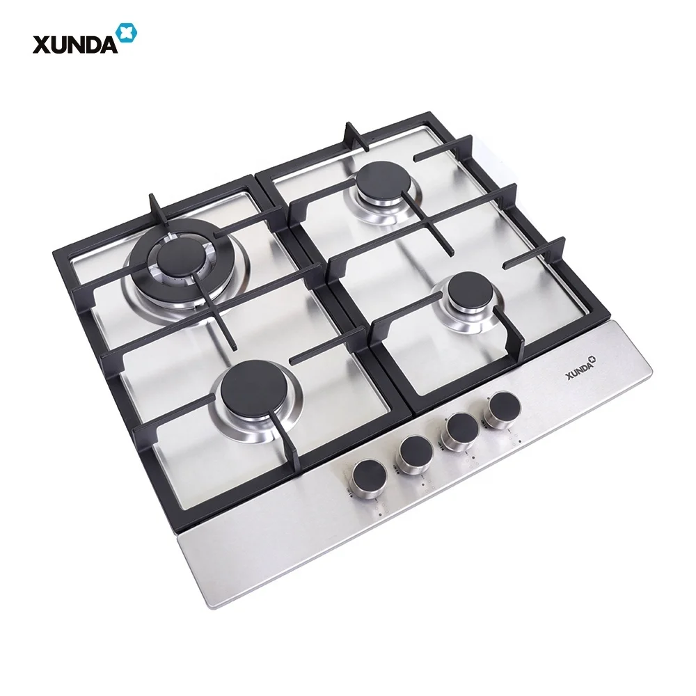 Xunda 22inch Built In Gas Cooktop 4 Burners Stainless Steel Built-in Gas Hob Stove With NG/LPG Conversion