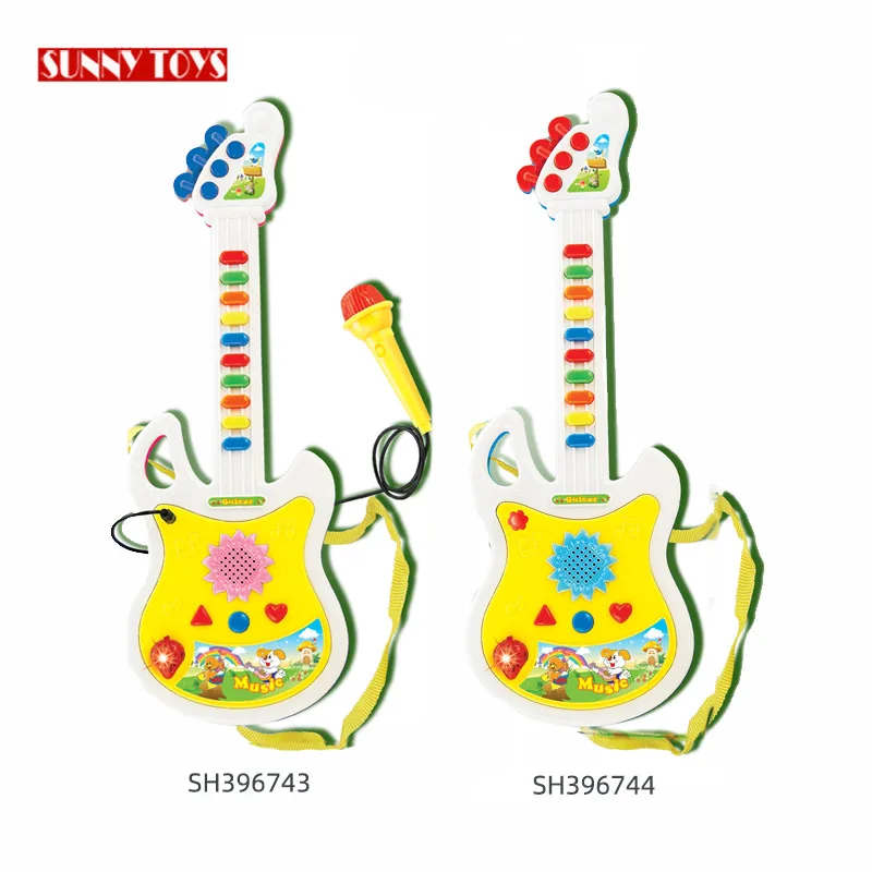 early education electronic baby music instruments children musical guitar toy with microphone led light