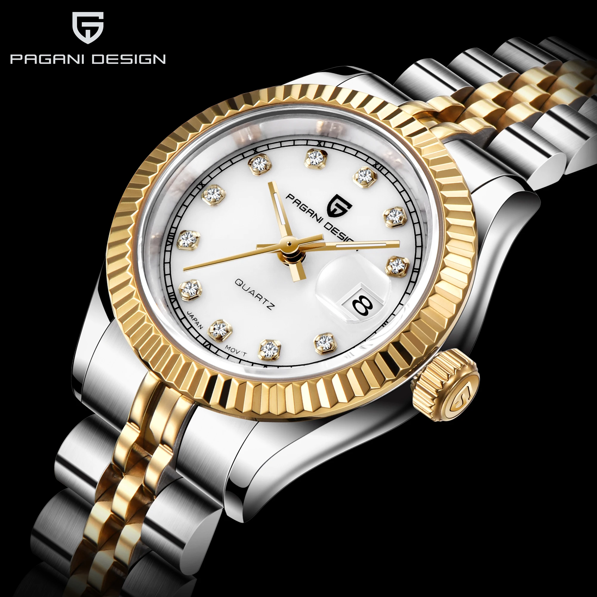 Pagani Design 1647 Luxury Brand Japan Quartz Stainless Steel Synthetic Sapphire Glass Watch Women