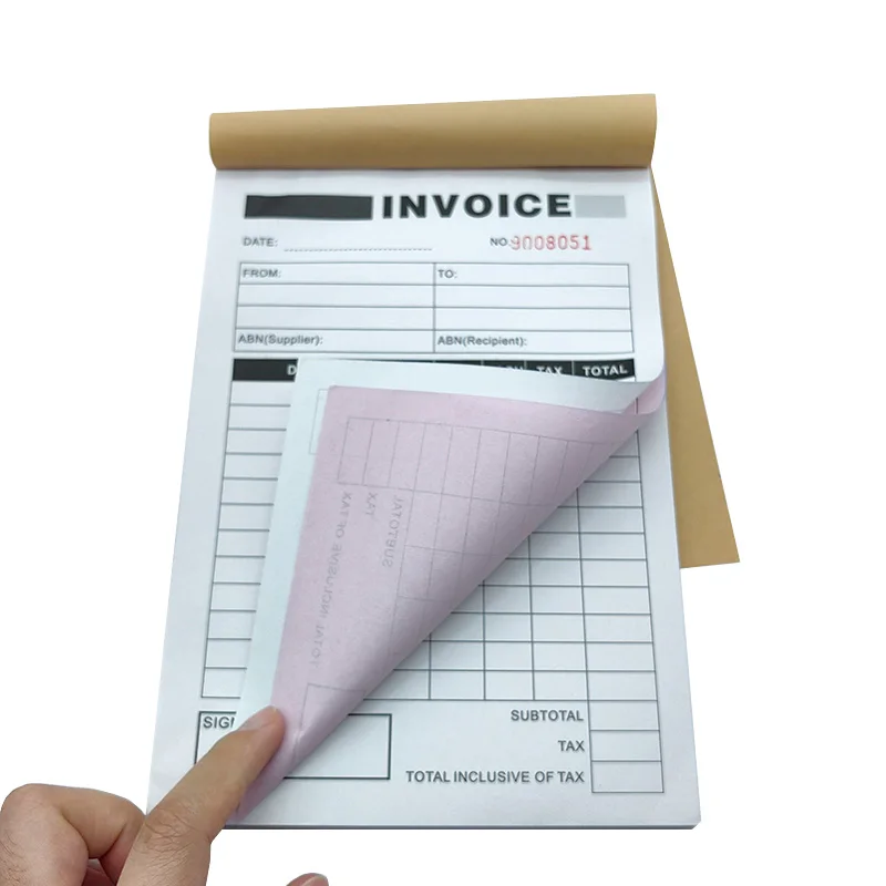 Custom Sales Order Books, 2 Part Carbonless Sales Invoice Book for Business, Receipt Book with Cardboard
