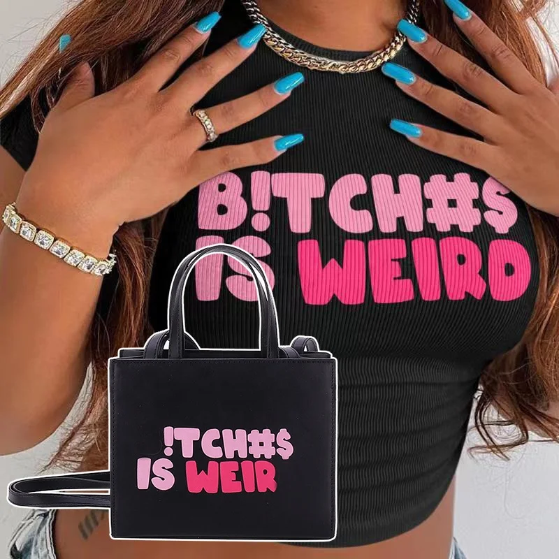 Shoulder Hand Bags Women Handbags Ladies Luxury 2023 Crossbody Tote Bags Bitches Is Weird Crop Top Purses and Handbags for Women