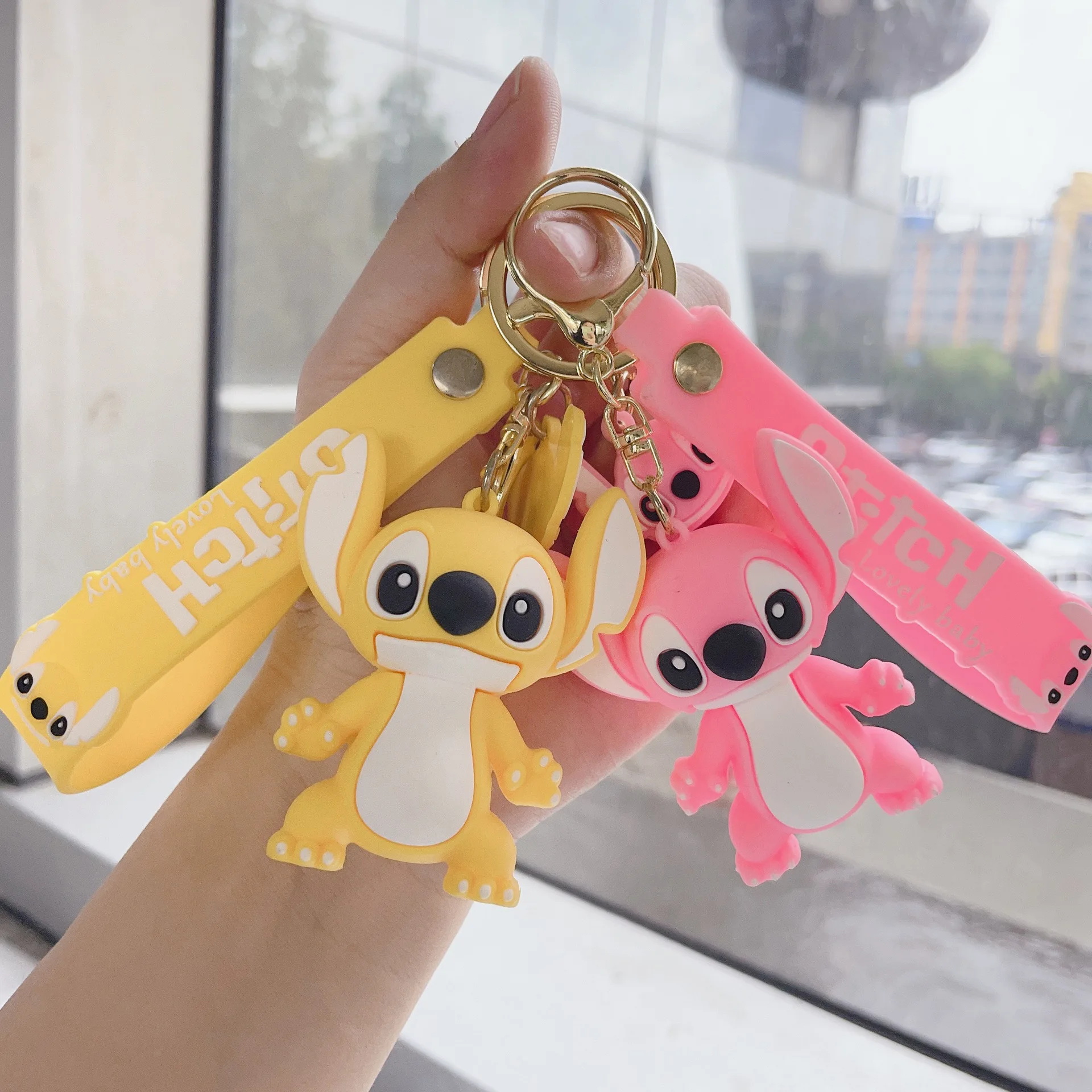 2024 new Hot Sale 3D PVC Rubber Key Chain Keyring Cute Cartoon Lilo And Stitch Keychain For Backpack Bag Pendant Accessories