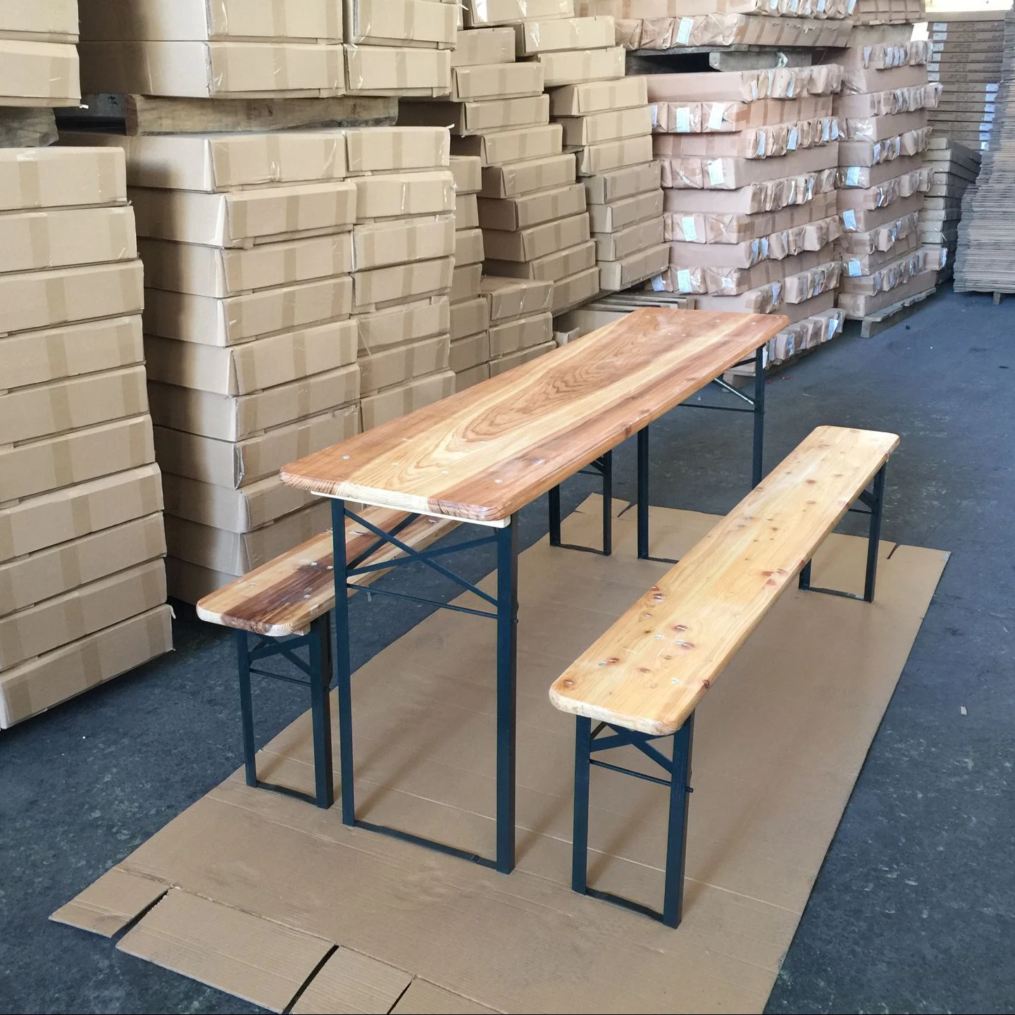 
Outdoor solid wood Beer Table and Benches 