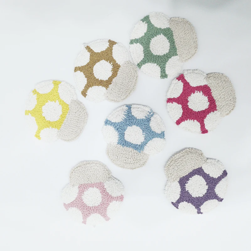 Innermor home decoration Handmade mushroom Gift Tufted Cup Coasters Mini Mug Rug table decor cup mat