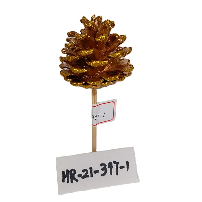 Wholesale Decorated Dried Pine Cone Natural Wooden Pine Cone With Stem For Christmas
