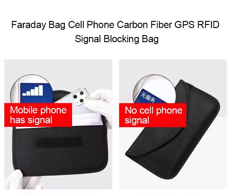 Wholesale Anti Tracking Anti Hacking Anti Spying Anti Radiation RFID Signal Blocking Bag Phone Signal Blocker Faraday Phone Case