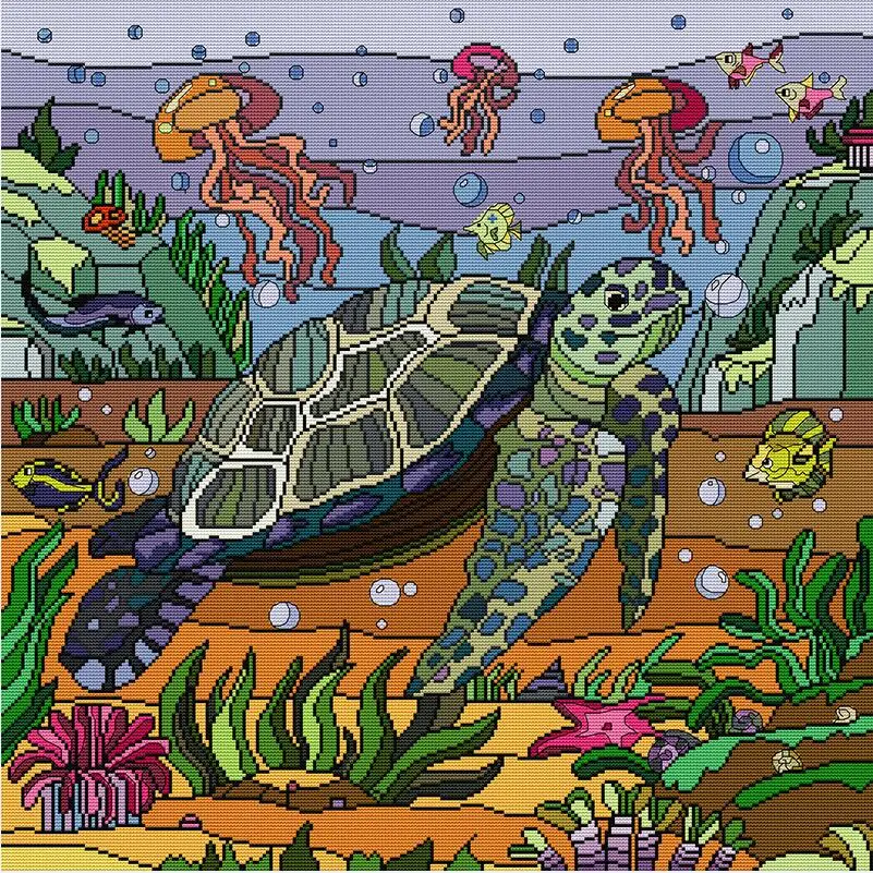 Наборы для вышивки крестом NKF Sea Turtles начинающих Aida ткань 14CT вышивка наборы народных ремесел