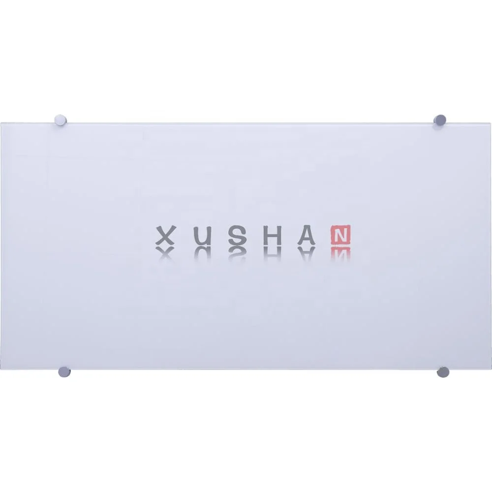 Customized Wall Mounted Magnetic glass white board With Glass Clamp installed