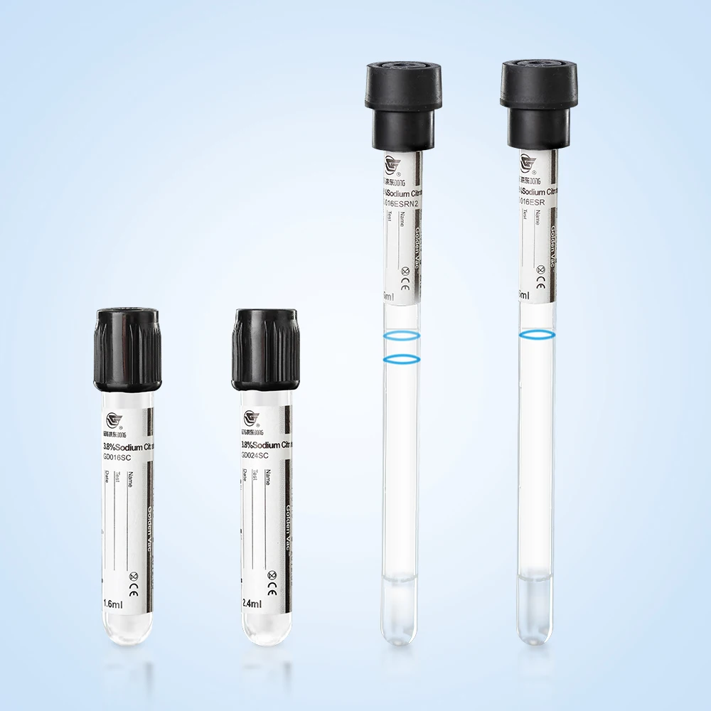 Одноразовая Медицинская черная верхняя вакуумная трубка для сбора крови натрием 3.8%