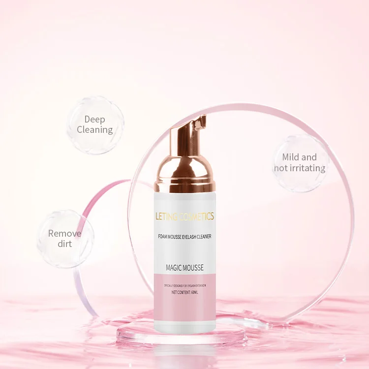 Oil free eyelash extension foam cleanser pink rosewater eyelash cleanser organic eyelash cleanser