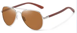 Latest Fashional 100% UV Protection metal frame with wood temple sunglasses with wooden glasses box