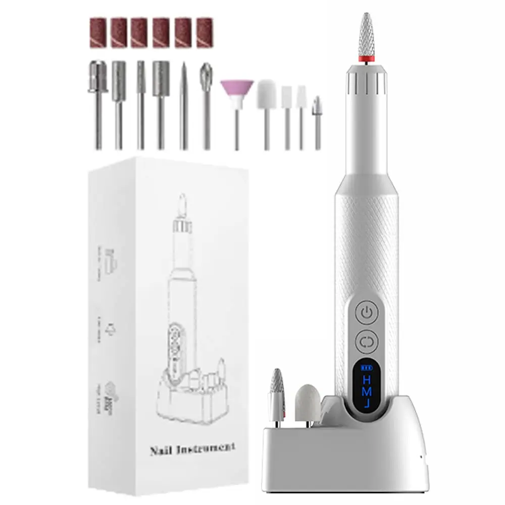 Portable Electric Nail Polishing Drill with 6 Drills Electric Manicure and Pedicure Set for Polishing and Trimming Nails