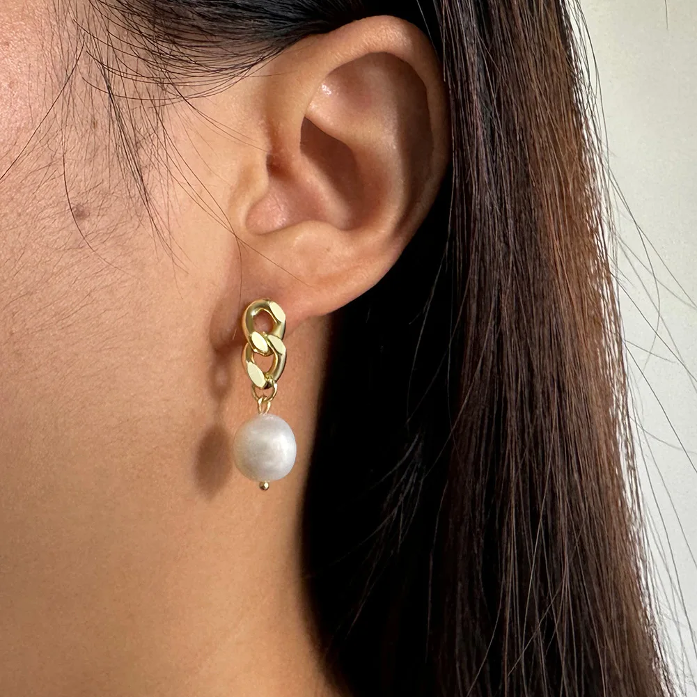 VANA Luxury Designer Fine 14K Gold Plated 925 Sterling Silver Earrings Fresh Water Natural Pearl Drop S925 Earring Women Jewelry