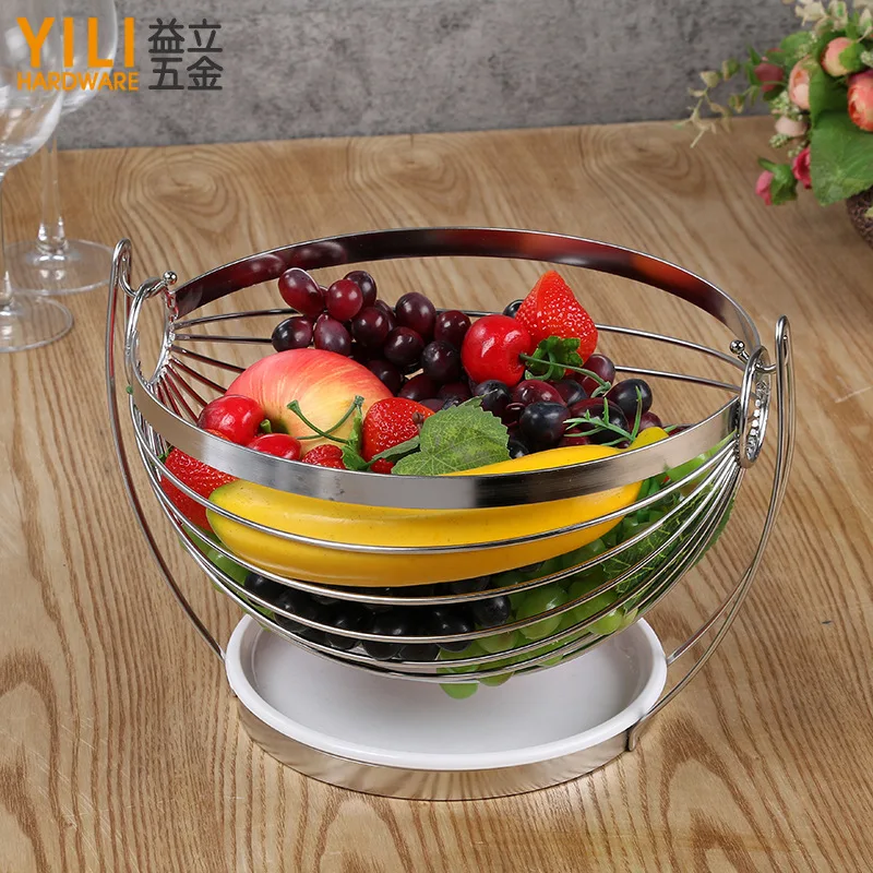 Modern Style Storage Fruit Vegetables Produce Metal Basket Rack Display Stand Swing fruit basket