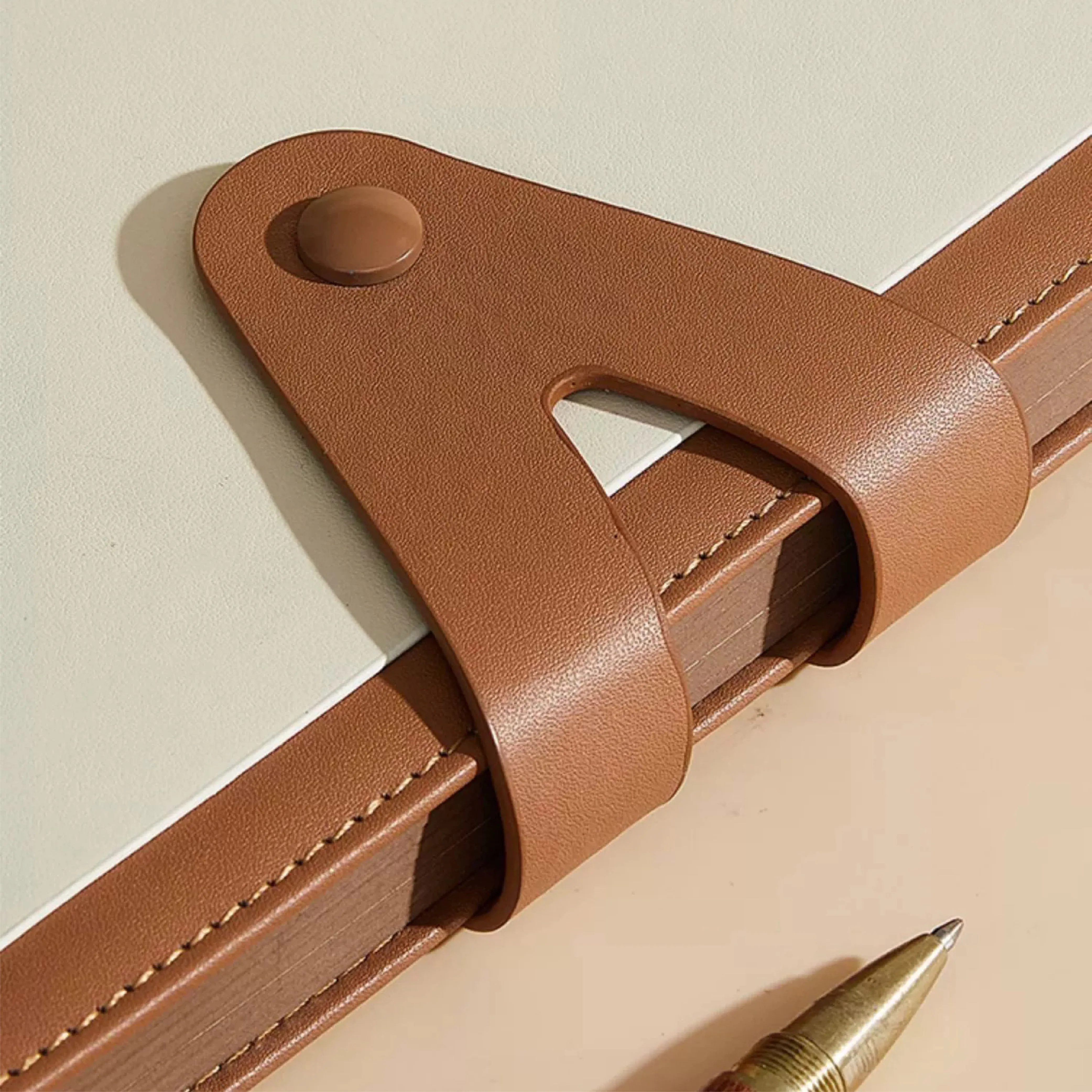 High quality A5 thick notebook custom logo business hardcover with pocket buckle travel diary planner edges printed note book