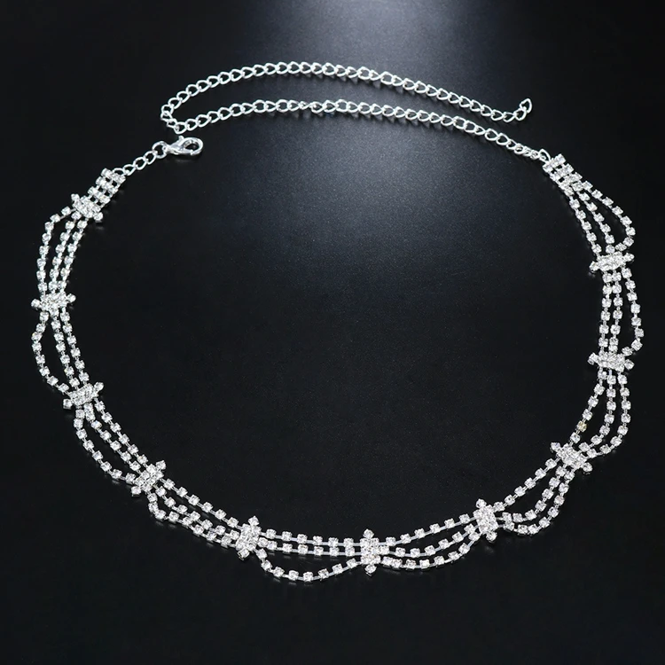 Luxury Personality Wavy Multi Layer Hair Chain Fashion Gothic Rhinestone Headband Fine Jewelry Headdress for Women