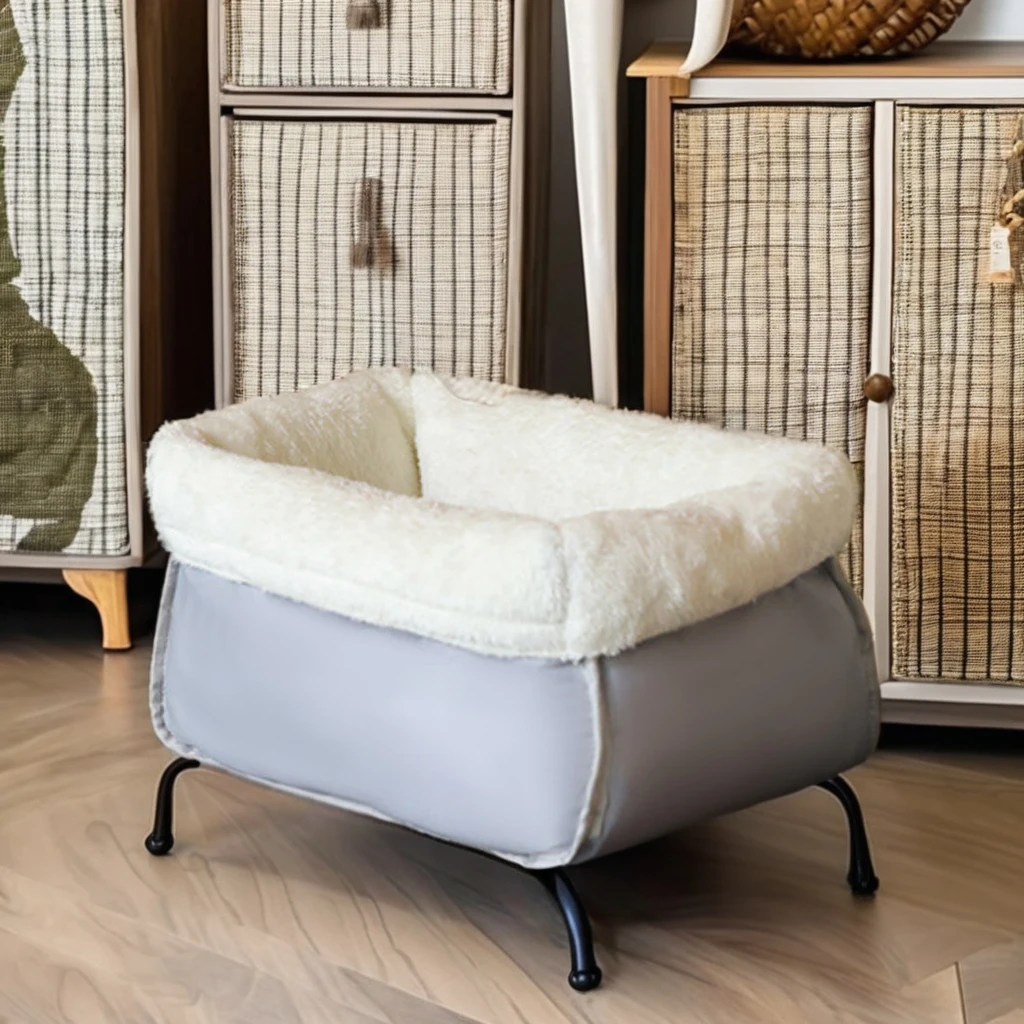 Wholesale Luxury Dog Bed Small Lychee Leather Sofa Design Solid Pattern Skin-Friendly Orthopedic Memory Foam Plush Comfort Sleep