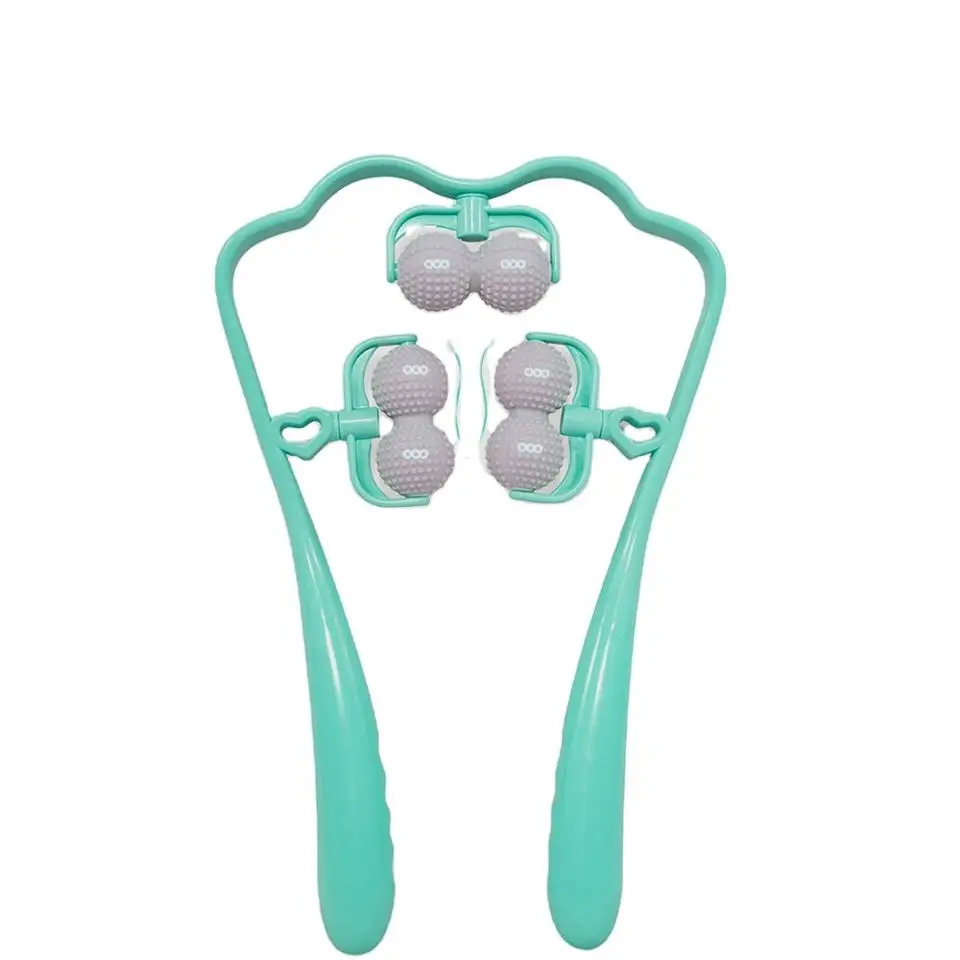Hot Selling Plastic Handheld Manual Neck Shoulder Roller Massager Portable Neck Massager