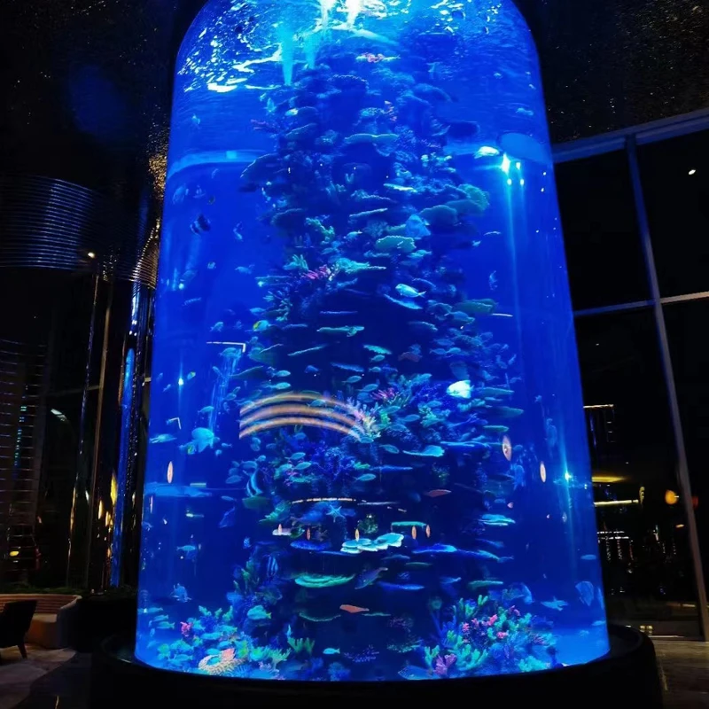 Cylindrical large commercial acrylic fish tanks aquarium wholesale acrylic sheet suitable for tunnel aquarium