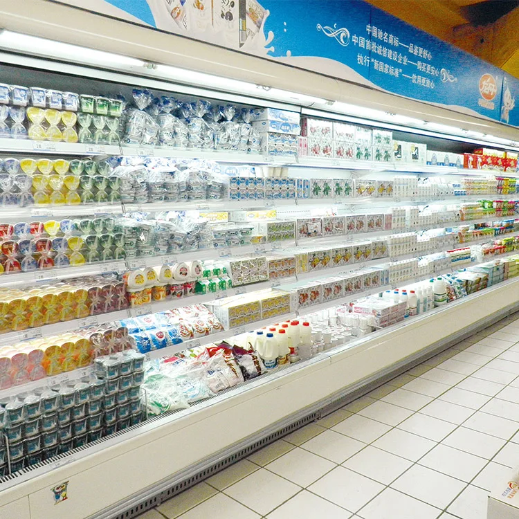 Supermarket freezer multideck Refrigerated Open Fridge Fruits Dairy Display Cabinet
