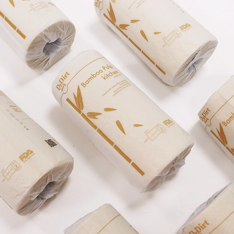 SDG Certified Eco Friendly Plastic Free Packaging Unscented Unbleached Bamboo Pulp Kitchen Roll Paper Towel