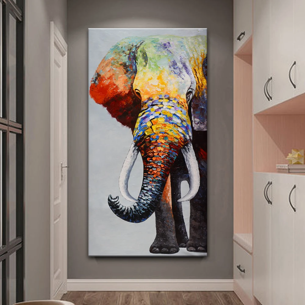 TOPART African Elephant Animal Room Hanging Canvas Picture Large Size Wholesale High Quality Oil Painting Wall Art for Sale
