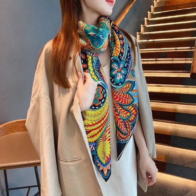 Custom Luxury Headband Silk Scarves Double Sided Satin Silk Scarf Square Silk Scarves From China