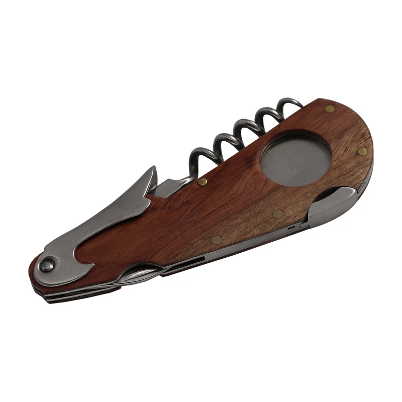 Wooden Hippocampal Knife Cigar Scissors Alcohol Corkscrew Tobacco Accessories 2 in 1 Stainless Steel Cigars Cutter