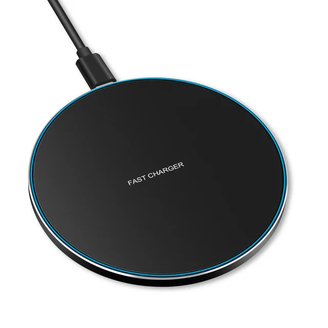 Ультра-тонкая круглая Беспроводная зарядка мобильного телефона адаптер 10w быстрый смарт беспроводного зарядного устройства для мобильных телефонов