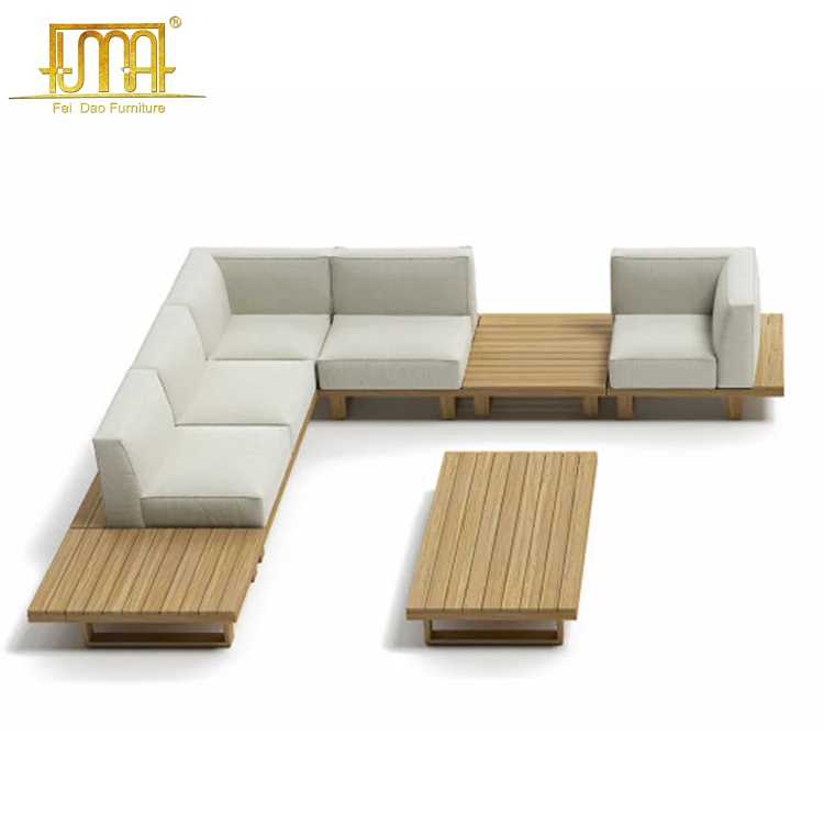 Outdoor furniture fabric material wooden hotel living room and garden sofa