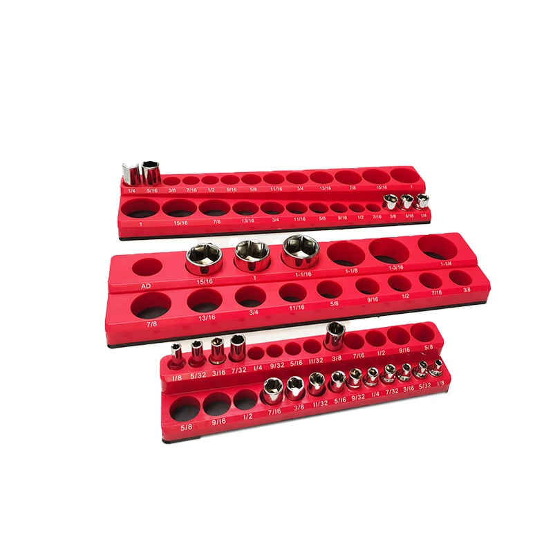 Hot Sell 1/4 in, 3/8 in, 1/2 in Drive Magnetic Socket Organizer, Socket Set Holder Organizer Magnetic for Workshop