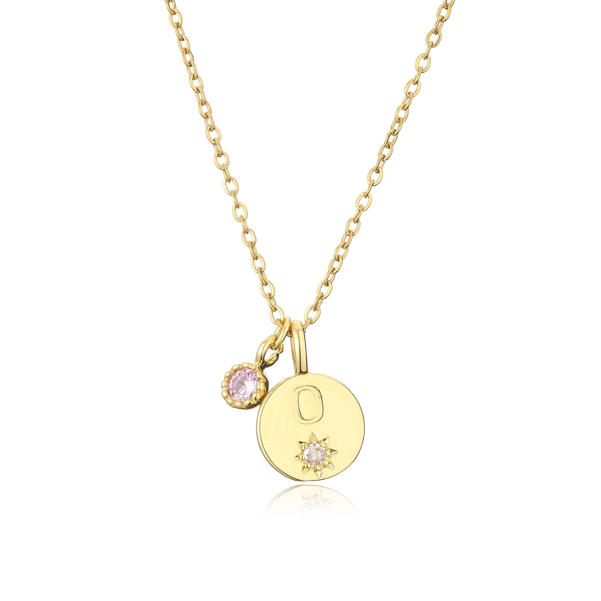 Personalized Dainty Oval Plate Birthstone Initial Necklace Personalized 26 English Letters Gold Plated Necklace Jewelry