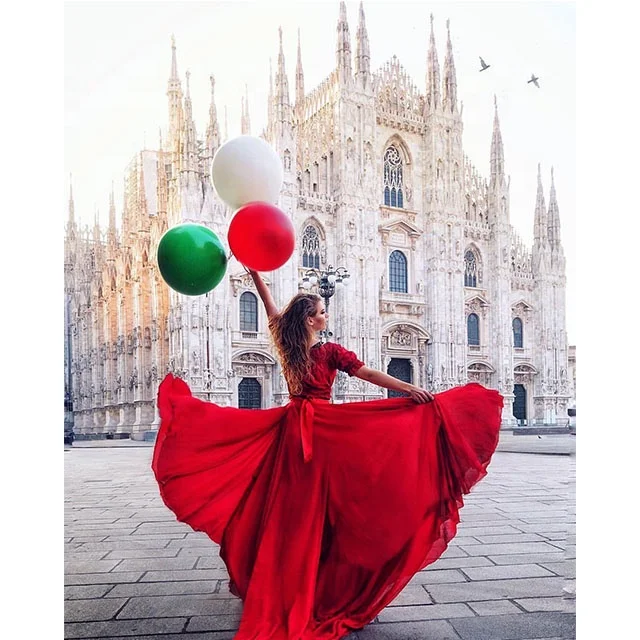 Red Dress Girl DIY Kits Paint by Numbers Modern Oil Painting