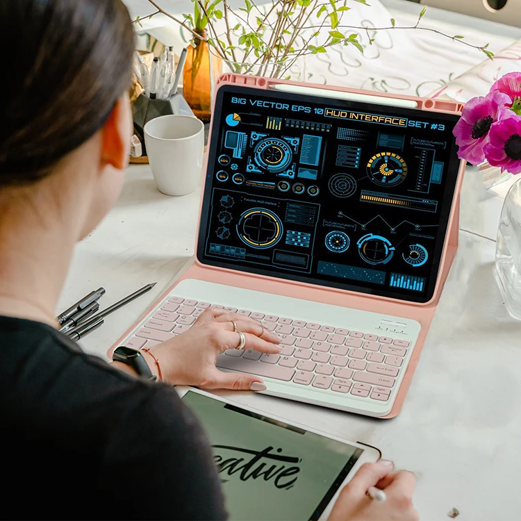 Custom Tablet Case With Wireless Keyboard For iPad Keyboard Case 12.9 Inch 2022 Compatible for iPad Pro 12.9 2021 2020 2018