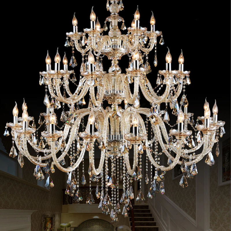 China Wholesale Stairway Clubhouse Custom Project Luxury Crystal Led Chandelier Lamp