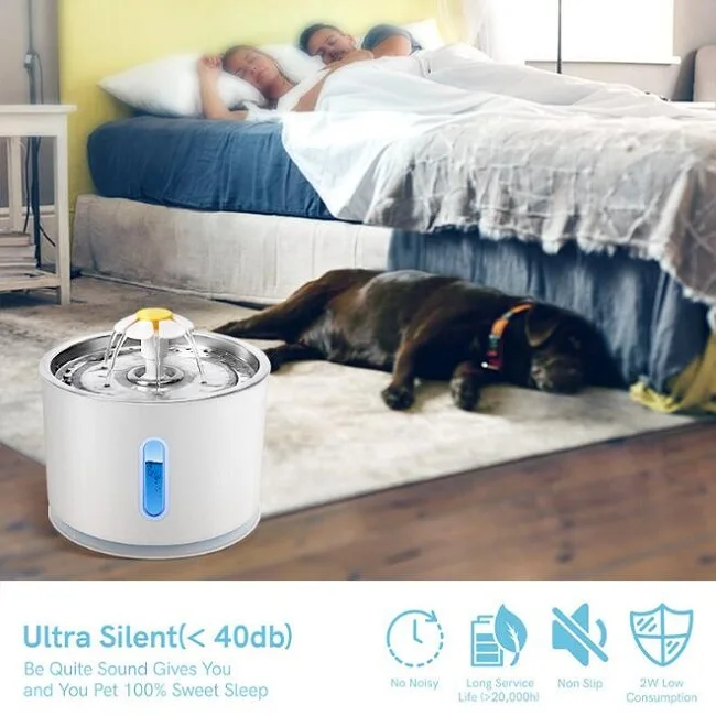 
Amazon Hot Sale No Noise Automatic Smart Pet Water Fountain Pet Bowls & Feeders Water Bottles Plastic 110-240V Eco-friendly 