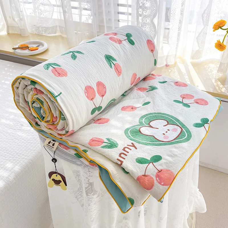 New Cotton Double-layer Gauze Summer Quilt Type Simple Soy Fiber Summer Cooling Quilt Air-conditioning Quilt Machine Washable